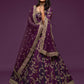 Rajwada Purple Art Silk Embroidered Semi Stitched Lehenga With Unstitched Blouse For Women