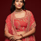 Rajwada Peach Art Silk Embroidered Semi Stitched Lehenga With Unstitched Blouse For Women
