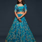 Rajwada Teal Art Silk Embroidered Semi Stitched Lehenga With Unstitched Blouse For Women