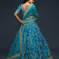Rajwada Teal Art Silk Embroidered Semi Stitched Lehenga With Unstitched Blouse For Women