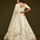 Rajwada White Art Silk Embroidered Semi Stitched Lehenga With Unstitched Blouse For Women
