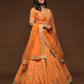 Rajwada Orange Art Silk Embroidered Semi Stitched Lehenga With Unstitched Blouse For Women