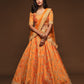 Rajwada Orange Art Silk Embroidered Semi Stitched Lehenga With Unstitched Blouse For Women