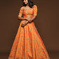 Rajwada Orange Art Silk Embroidered Semi Stitched Lehenga With Unstitched Blouse For Women