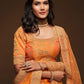 Rajwada Orange Art Silk Embroidered Semi Stitched Lehenga With Unstitched Blouse For Women