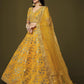 Rajwada Yellow Silk Blend Embroidered Semi Stitched Lehenga With Unstitched Blouse For Women