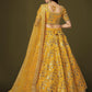 Rajwada Yellow Silk Blend Embroidered Semi Stitched Lehenga With Unstitched Blouse For Women