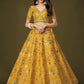 Rajwada Yellow Silk Blend Embroidered Semi Stitched Lehenga With Unstitched Blouse For Women