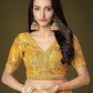 Rajwada Yellow Silk Blend Embroidered Semi Stitched Lehenga With Unstitched Blouse For Women