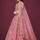 Rajwada Light Pink Silk Blend Embroidered Semi Stitched Lehenga With Unstitched Blouse For Women