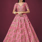 Rajwada Light Pink Silk Blend Embroidered Semi Stitched Lehenga With Unstitched Blouse For Women