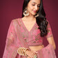 Rajwada Light Pink Silk Blend Embroidered Semi Stitched Lehenga With Unstitched Blouse For Women