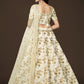Rajwada Off White Silk Blend Embroidered Semi Stitched Lehenga With Unstitched Blouse For Women