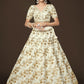 Rajwada Off White Silk Blend Embroidered Semi Stitched Lehenga With Unstitched Blouse For Women