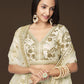 Rajwada Off White Silk Blend Embroidered Semi Stitched Lehenga With Unstitched Blouse For Women