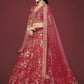 Rajwada Red Silk Blend Embroidered Semi Stitched Lehenga With Unstitched Blouse For Women