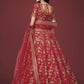 Rajwada Red Silk Blend Embroidered Semi Stitched Lehenga With Unstitched Blouse For Women