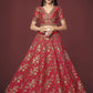 Rajwada Red Silk Blend Embroidered Semi Stitched Lehenga With Unstitched Blouse For Women