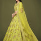Rajwada Green Silk Blend Embroidered Semi Stitched Lehenga With Unstitched Blouse For Women