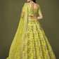 Rajwada Green Silk Blend Embroidered Semi Stitched Lehenga With Unstitched Blouse For Women