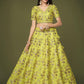 Rajwada Green Silk Blend Embroidered Semi Stitched Lehenga With Unstitched Blouse For Women