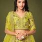 Rajwada Green Silk Blend Embroidered Semi Stitched Lehenga With Unstitched Blouse For Women
