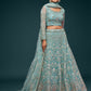 Rajwada Light Blue Soft Net Embellished Semi Stitched Lehenga With Unstitched Blouse For Women