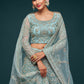 Rajwada Light Blue Soft Net Embellished Semi Stitched Lehenga With Unstitched Blouse For Women