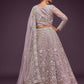Rajwada Lavender Soft Net Embellished Semi Stitched Lehenga With Unstitched Blouse For Women