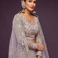 Rajwada Lavender Soft Net Embellished Semi Stitched Lehenga With Unstitched Blouse For Women