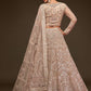 Rajwada Beige Soft Net Embellished Semi Stitched Lehenga With Unstitched Blouse For Women