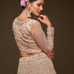 Rajwada Beige Soft Net Embellished Semi Stitched Lehenga With Unstitched Blouse For Women
