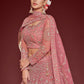 Rajwada Pink Soft Net Embellished Semi Stitched Lehenga With Unstitched Blouse For Women