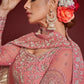 Rajwada Pink Soft Net Embellished Semi Stitched Lehenga With Unstitched Blouse For Women