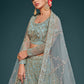 Rajwada Light Blue Soft Net Embellished Semi Stitched Lehenga With Unstitched Blouse For Women