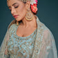 Rajwada Light Blue Soft Net Embellished Semi Stitched Lehenga With Unstitched Blouse For Women