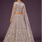 Rajwada Lavender Soft Net Embellished Semi Stitched Lehenga With Unstitched Blouse For Women