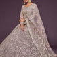 Rajwada Lavender Soft Net Embellished Semi Stitched Lehenga With Unstitched Blouse For Women