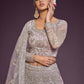Rajwada Lavender Soft Net Embellished Semi Stitched Lehenga With Unstitched Blouse For Women