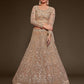 Rajwada Beige Soft Net Embellished Semi Stitched Lehenga With Unstitched Blouse For Women