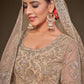 Rajwada Beige Soft Net Embellished Semi Stitched Lehenga With Unstitched Blouse For Women