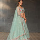 Rajwada Light Blue Georgette Embroidered Semi Stitched Lehenga With Unstitched Blouse For Women