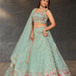 Rajwada Light Blue Georgette Embroidered Semi Stitched Lehenga With Unstitched Blouse For Women