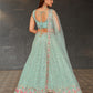 Rajwada Light Blue Georgette Embroidered Semi Stitched Lehenga With Unstitched Blouse For Women