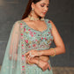 Rajwada Light Blue Georgette Embroidered Semi Stitched Lehenga With Unstitched Blouse For Women