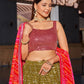 Rajwada Olive Georgette Embellished Semi Stitched Lehenga With Unstitched Blouse For Women