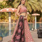 Rajwada Pink Georgette Embroidered Semi Stitched Lehenga With Unstitched Blouse For Women