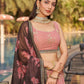 Rajwada Pink Georgette Embroidered Semi Stitched Lehenga With Unstitched Blouse For Women