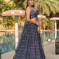Rajwada Grey Georgette Embellished Semi Stitched Lehenga With Unstitched Blouse For Women