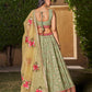 Rajwada Light Green Georgette Embellished Semi Stitched Lehenga With Unstitched Blouse For Women